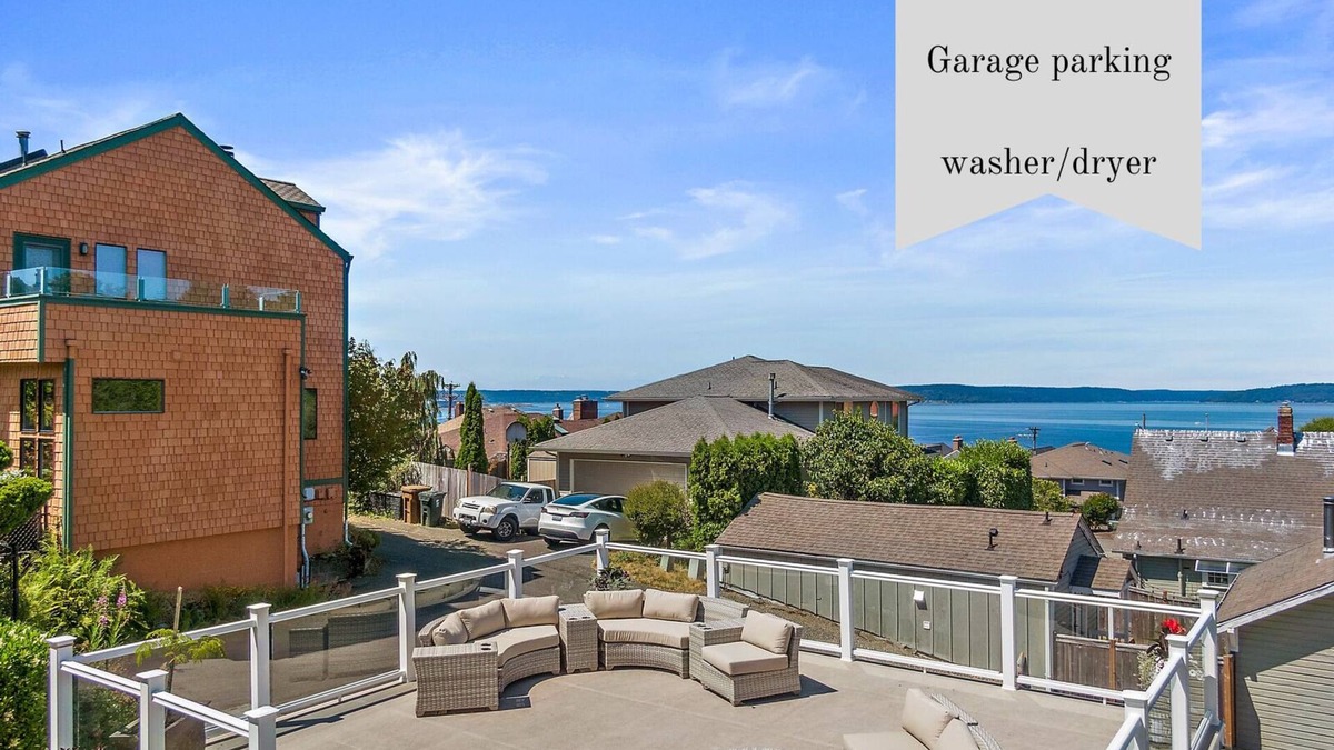 Old Town Condo | Cozy Old Town Escape | Bay Views + Garage + Patio | Steps to Ruston Way!