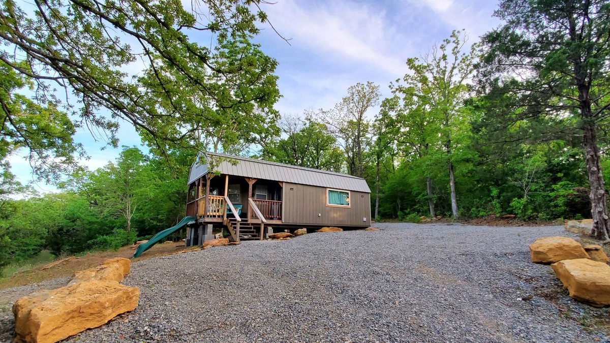 Mead Cabin | Cozy tiny cabin nested in the trees in a lake community, peaceful countryside.