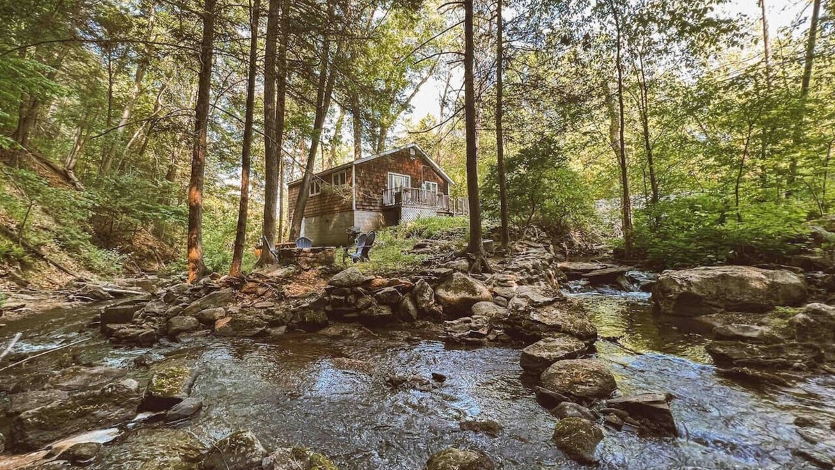 Gaylordsville Cabin | Creek Side Cabin with Wood Fired Hot Tub and Fire Pit