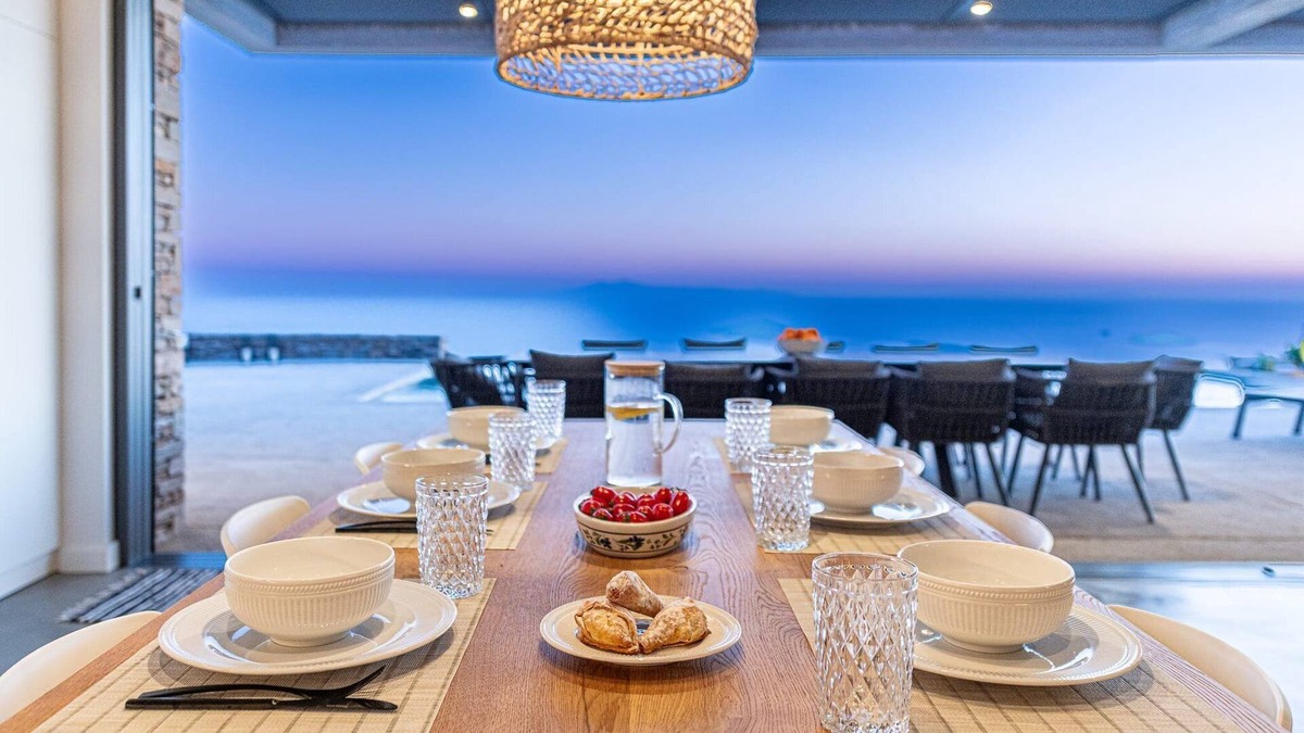 Gavrio Villa | Dazzling Andros Villa | Villa Mimosa | 5 Bedrooms | Saltwater Infinity Pool.