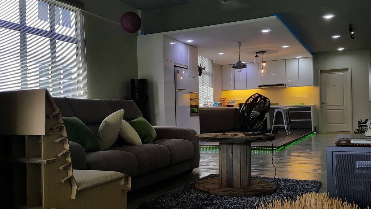 Klang Apartment | designer cozy spacious living hall and kitchen apartment