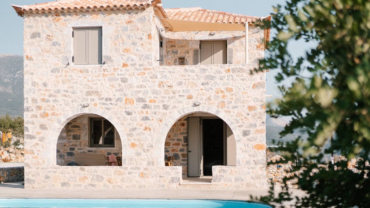 Stoupa Villa | Dione Villa 3: private pool - amazing sea view - traditional minimal stone villa