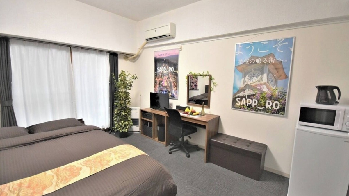 Higashi Apartment | Double bed D 6 minutes walk from Sapporo Station - 206/Sapporo Hokkaidō