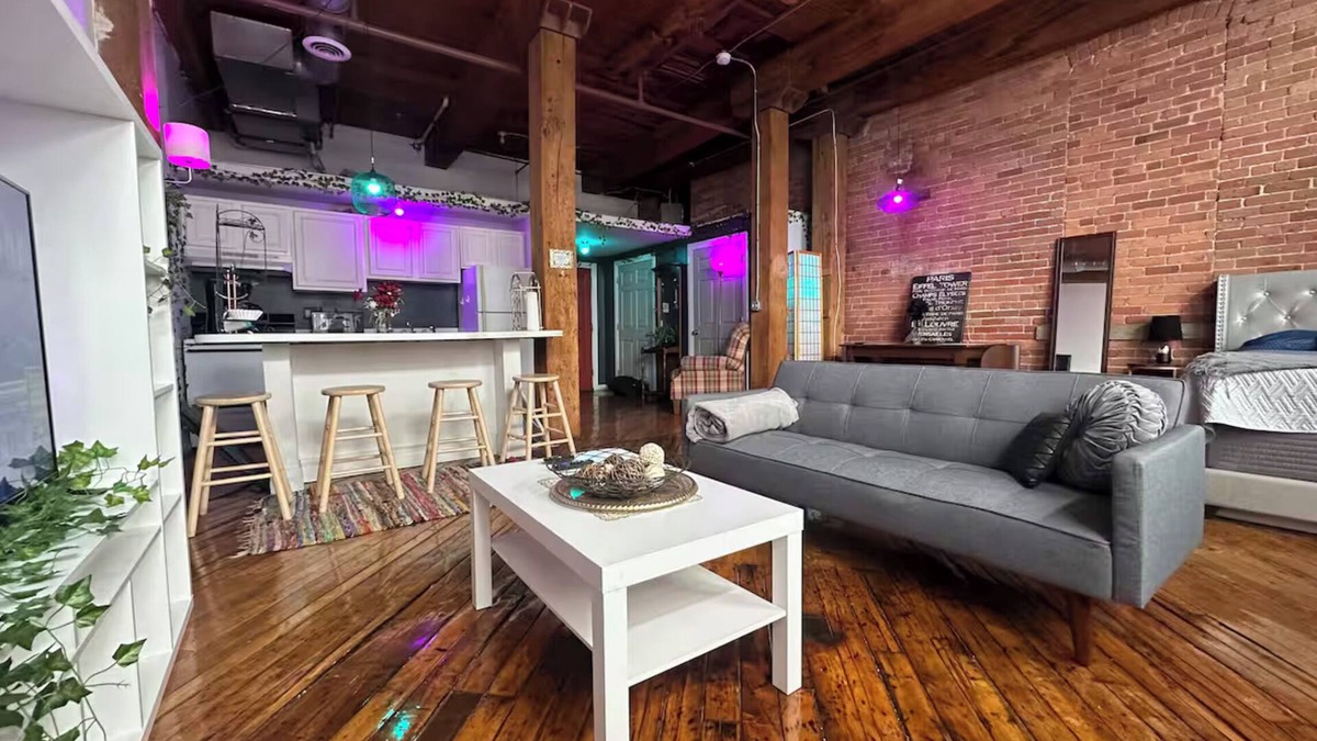 Detroit Apartment | Downtown: Industrial Brick Chill Loft