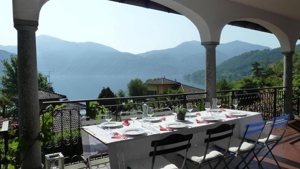 Brusimpiano Condo | Elegant domicile with lake view, terrace, garden, private beach of the community
