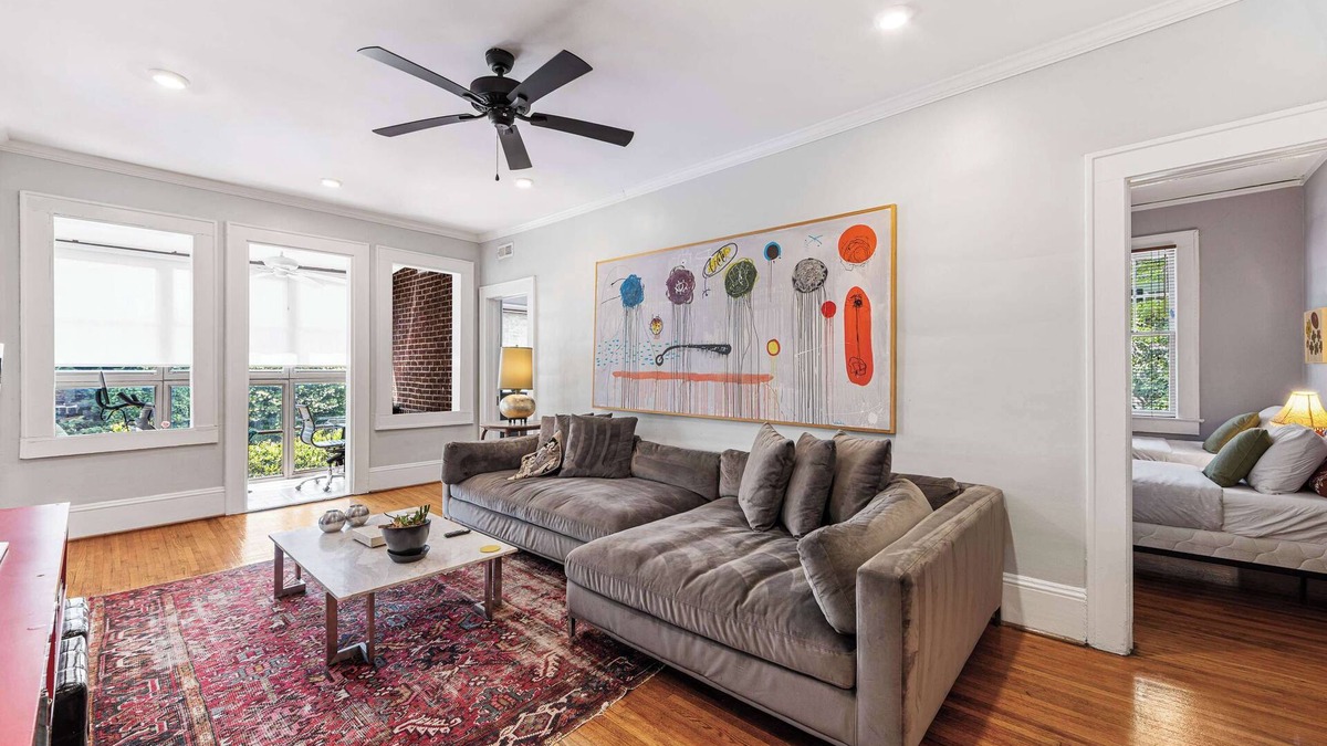 Cherry Condo | Elegant Myers Park 2BR King Condo | Sunroom