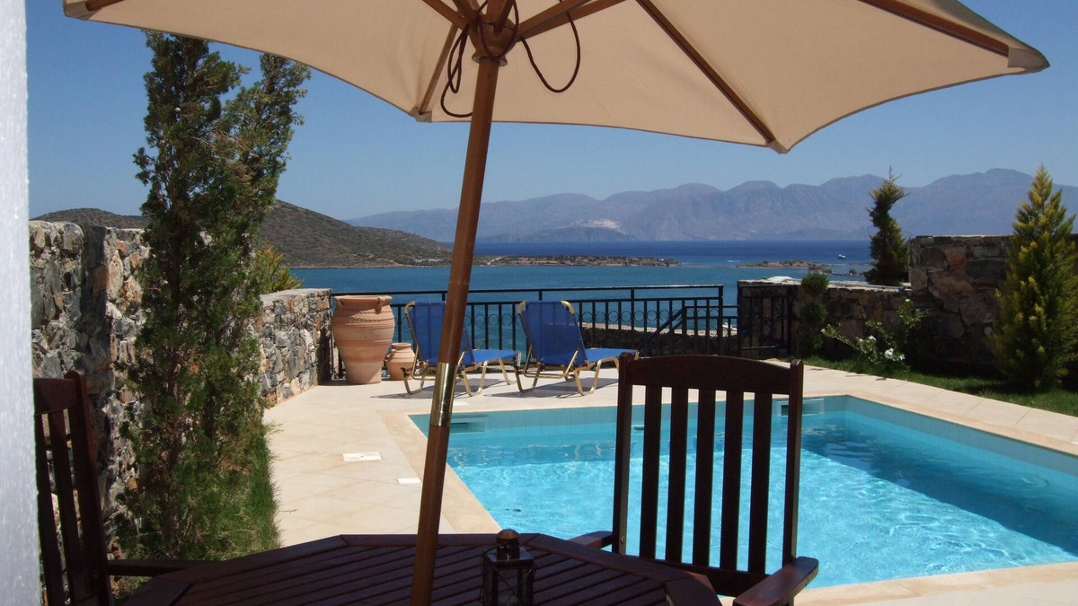 Mavrikiano Villa | Elounda, private pool, near beach and shops, stunning views facing the sea