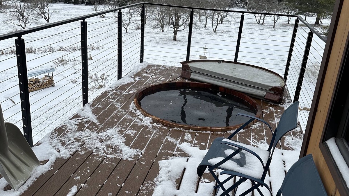 Vermontville Ski Chalet | Enjoy whatever winter throws at you while you relax in the hot tub with a view!