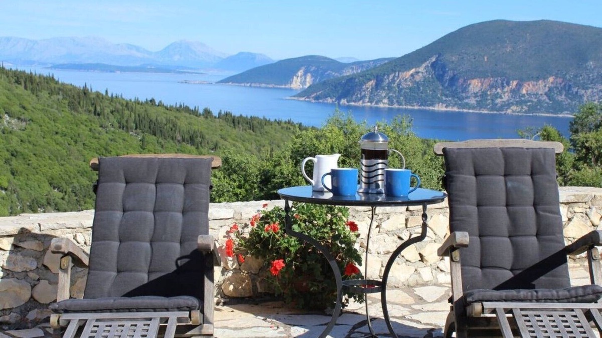 Chalikeri House | Exceptional sea views from this delightful villa nestled into the hillside.