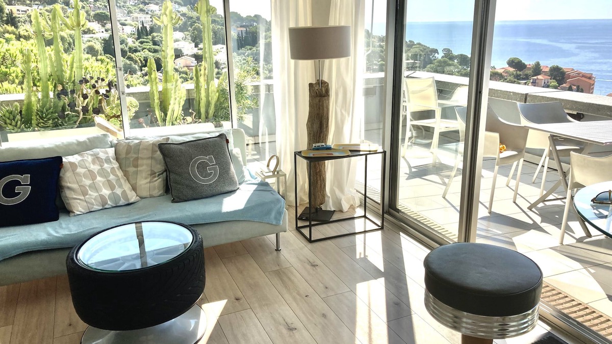Cap d'Ail Apartment | Exceptional view, standing terrace overlooking the Merc bathing beaches 5m Monac