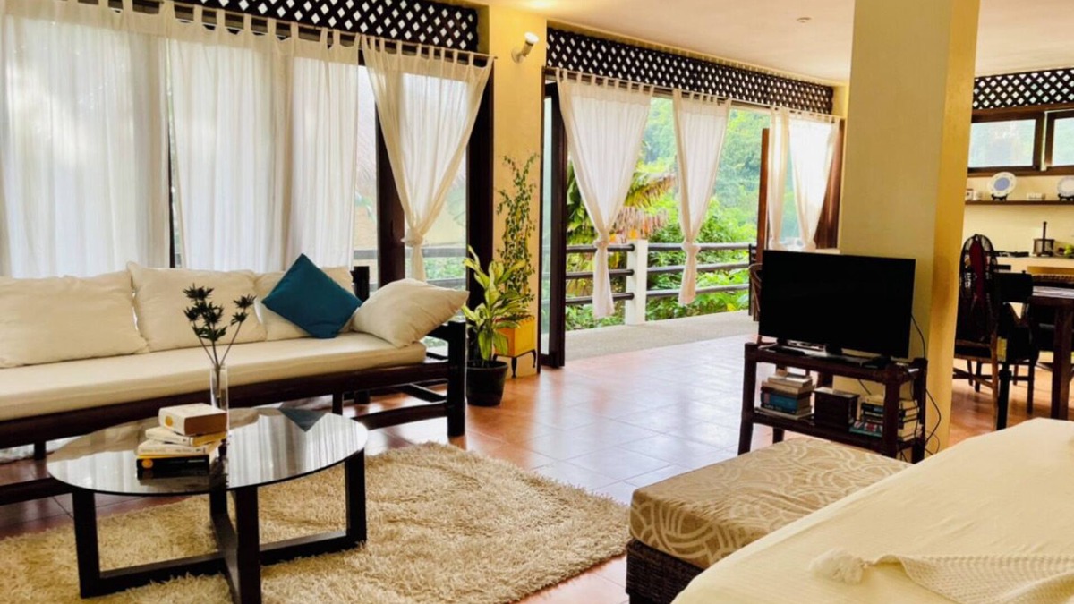 Balabag Apartment | Family Studio with panoramic windows to tropical greenery. 3 min to the beach