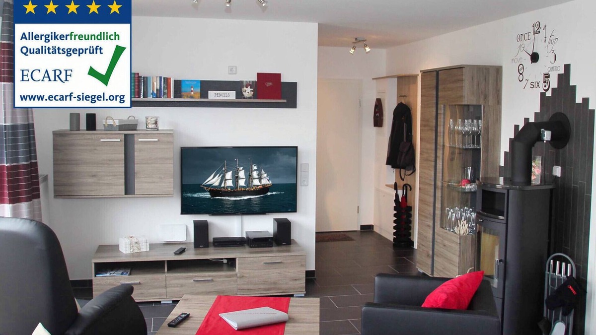 Grossenbrode Apartment | Fantastic apartment with fireplace, rain shower and sauna, wireless internet