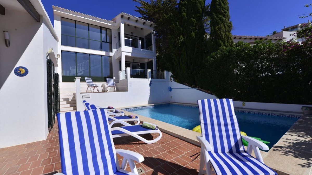 Cala Llonga Villa | Fantastic seafront villa- stunning sea views, steps to beach, private pool, bar.