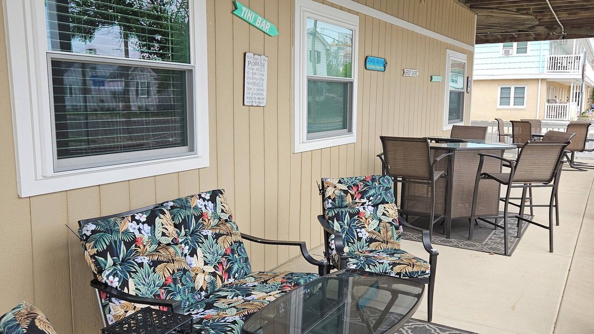 Wildwood Crest Condo | FEEL THE OCEAN BREEZE ON THE LARGE PORCH WHILE ENJOYING YOUR FAVORITE BEVERAGE