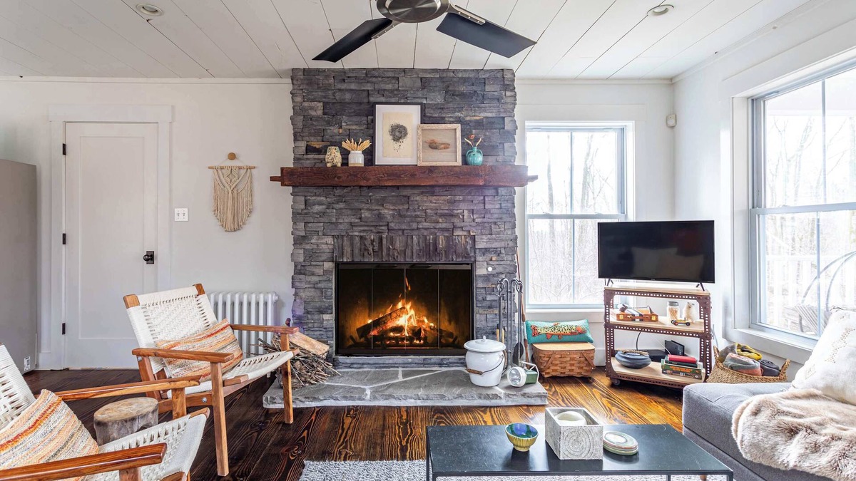 Livingston Manor House | Fern Hollow: Stone Fireplace, Hot Tub + Fire Pit