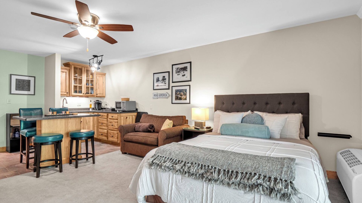 Elkhart Lake Villa | First Floor Pet Friendly Queen Suite with Single Pull-out