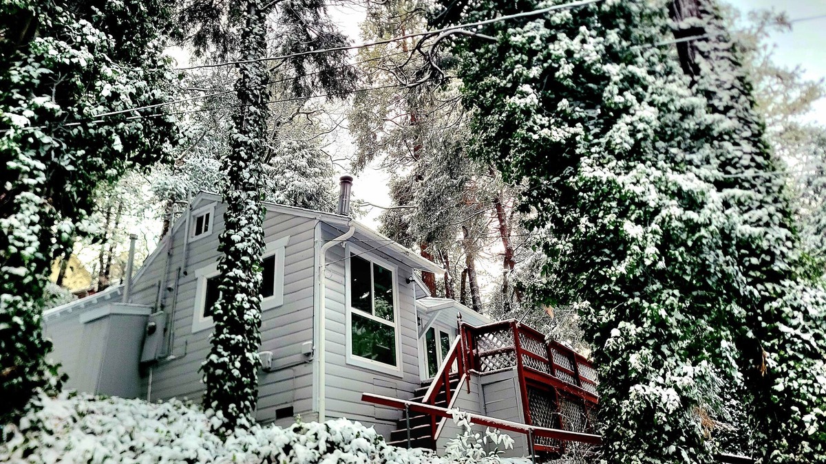 Crestline Cabin | Forest-view cabin with deck, grill, wood stove, washer/dryer, & fast WiFi