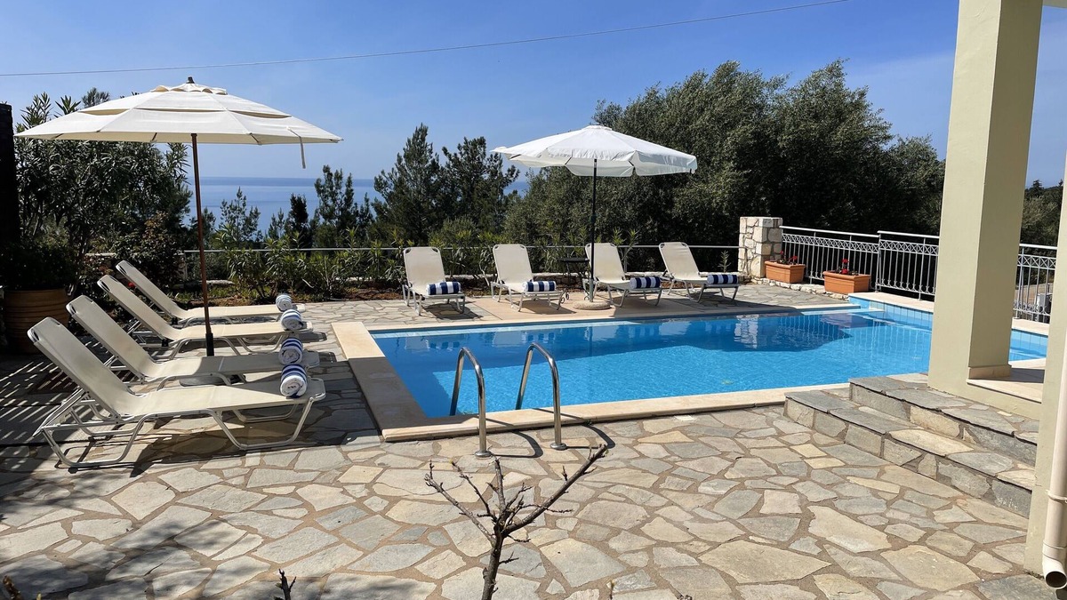 Fiskardo House | Four bedroom villa with private pool with stunning views and beautiful sunsets