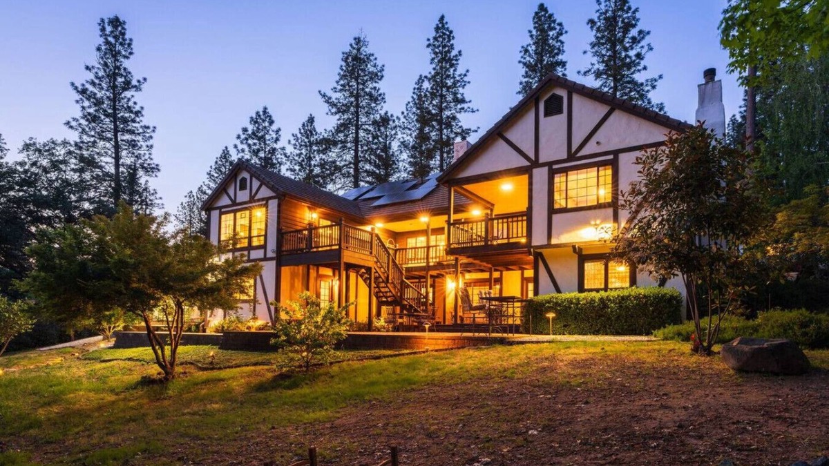 Alta Sierra Villa | Gated Tudor-Style Estate Enormous Chef's Kitchen Hot Tub Lush Landscaping
