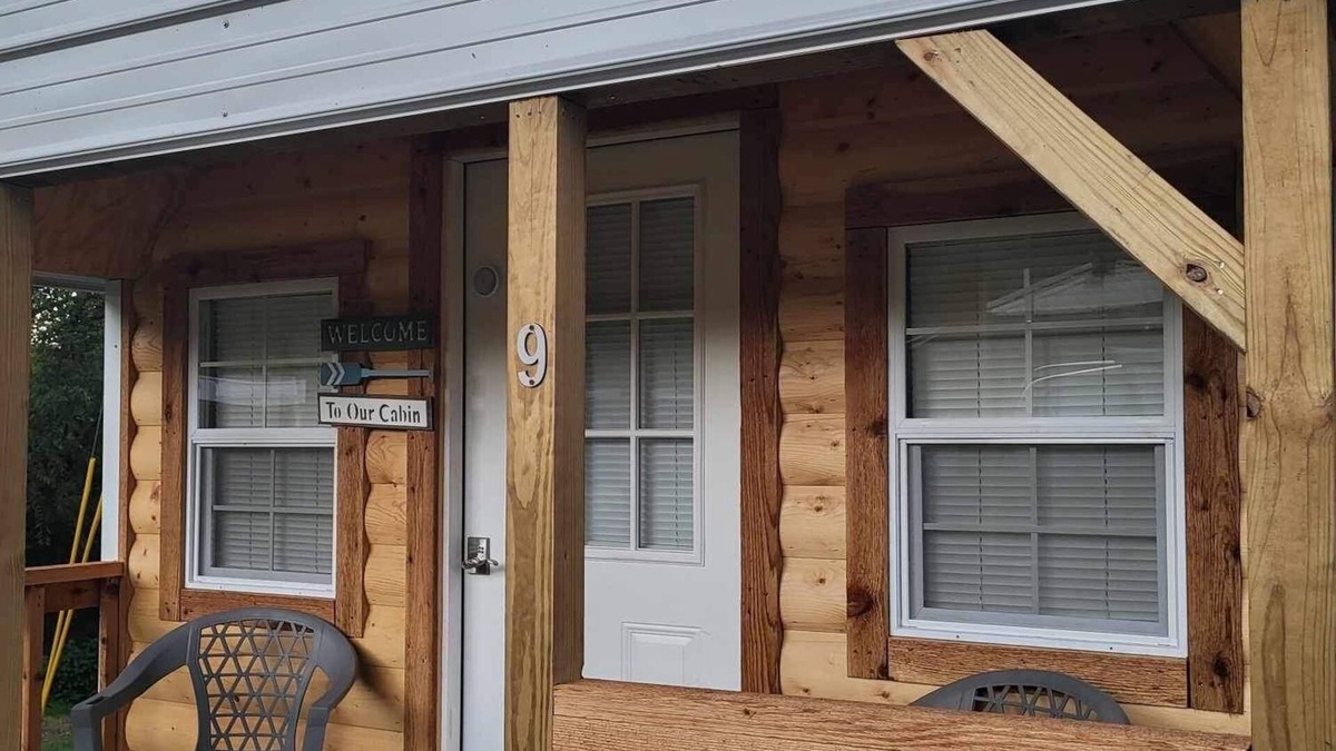Scraper Cabin | Glamping Cabin golf fish Illinois river ATV, Kayak