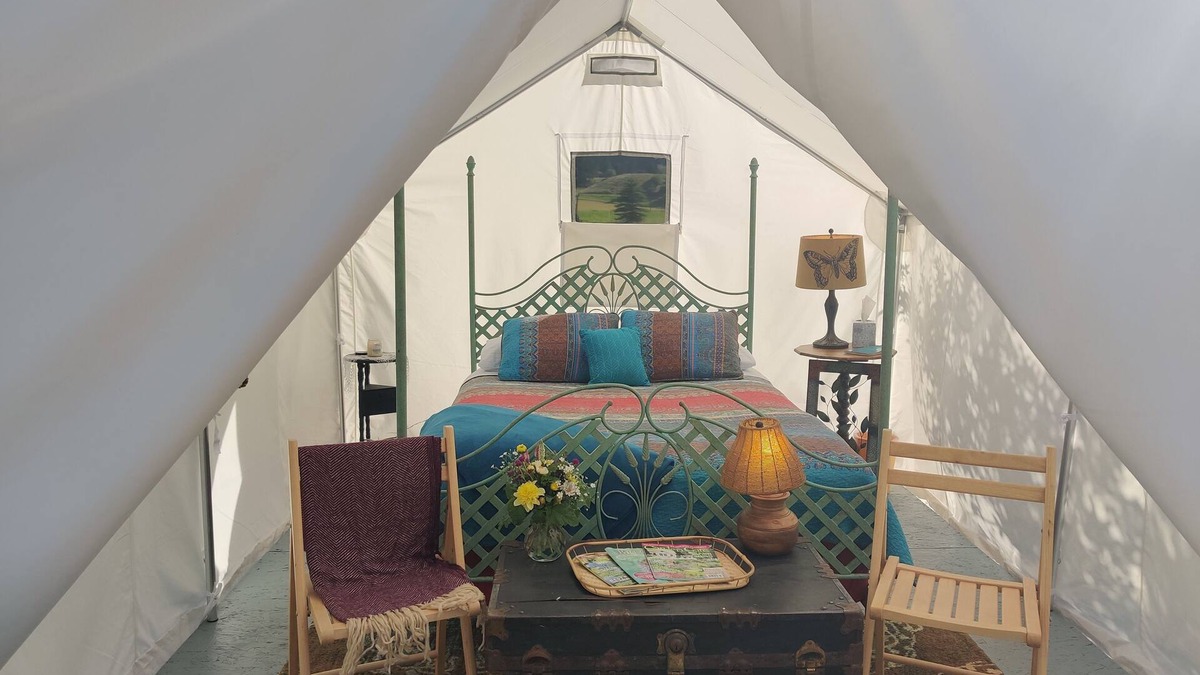 Glacier Country Cabin | Glamping in the Gypsy Bungalow by the river, 2 miles from Quinn's hot springs.