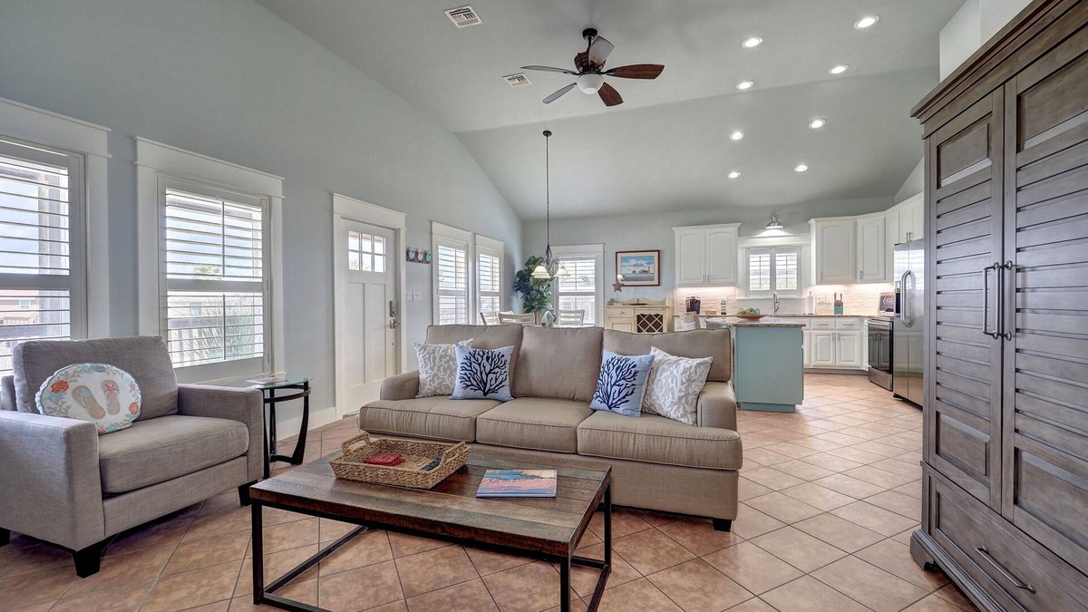 Leeward Sands House | Golf Cart friendly Coastal Oasis! Spacious, Near Beach, Fishing, Shops & Pool!