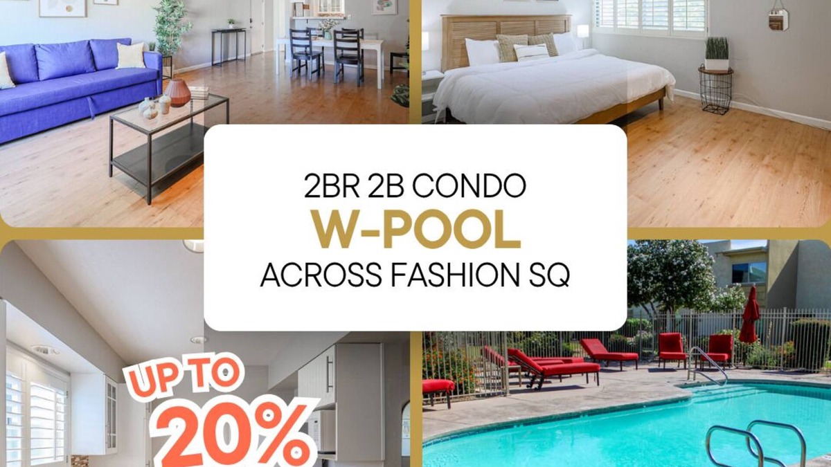 South Scottsdale Apartment | GRAND FULL 2 BR Condo W/Heated Pool Across Mall & Bars