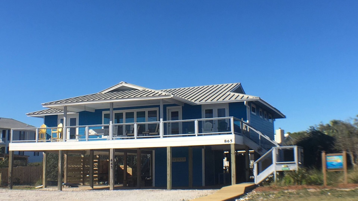 St. George Island House | Gulf Views, Huge Decks! 3 LuxBdrm Suites, updatd Kitchn, HeatedPool, DogFriendly