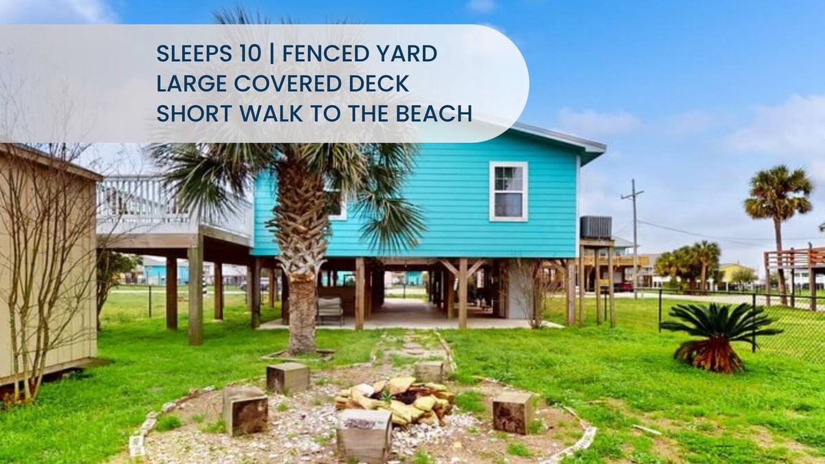 Crystal Beach House | Haven | Steps to Beach | Firepit | Pet Paradise