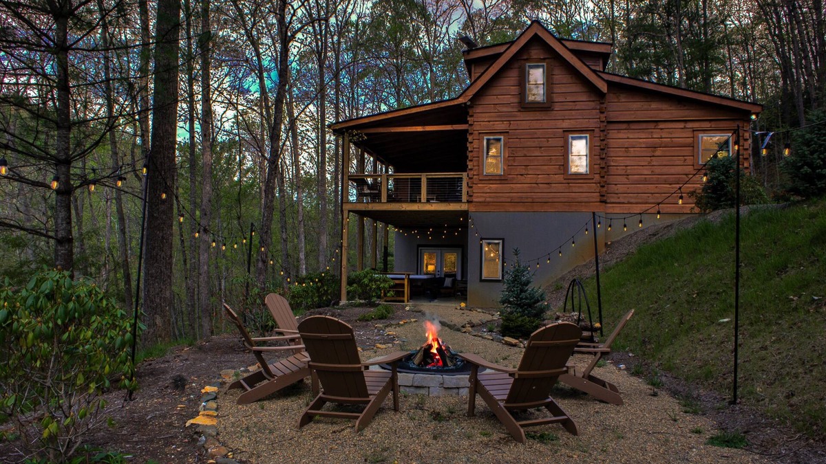 Spruce Pine House | Hemlock Creek Cabin | Spacious Cabin with Game Room, Hot Tub, Fire Pit and Trails