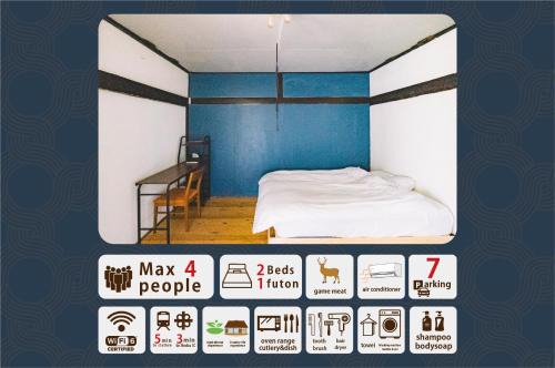 Tatsuno House | hinatabocco guesthouse kominka Twin room bed