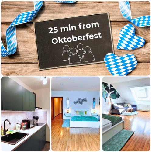 Pasing - Obermenzing Apartment | HOMELY STAY Serenity Greens - Stylisch Studio-Apartment with kitchen - 15 min from Oktoberfest -pet friendly