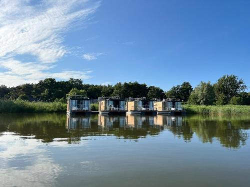 Łazy Boat Rental | Houseboat by Lake Jamno with Rooftop Terrace