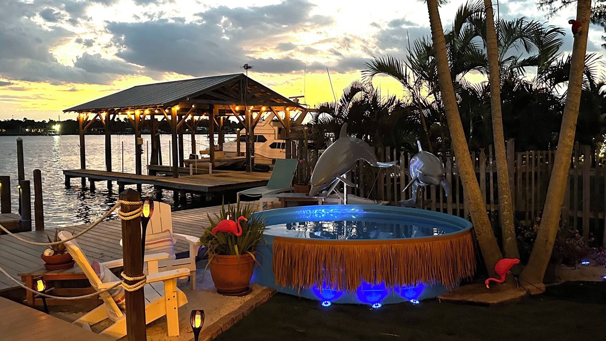 Grant-Valkaria House | Island waterfront getaway with sunset views from hot tub and boaters paradise!