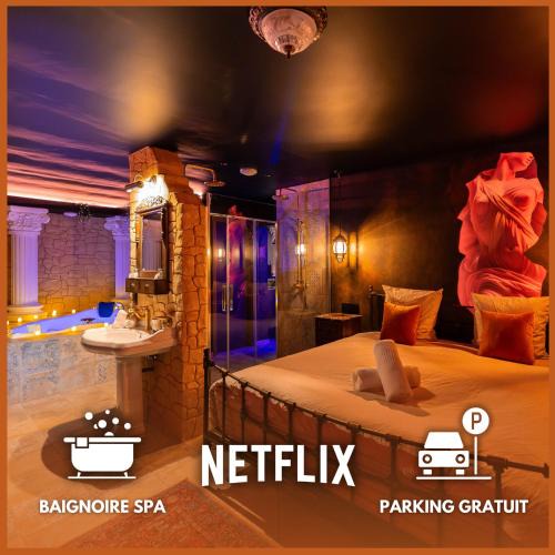 Schirrhein Apartment | La Suite de Vénus - Chambre à thème Love Room Jacuzzi et Pièce Secrète - Évasion pour deux