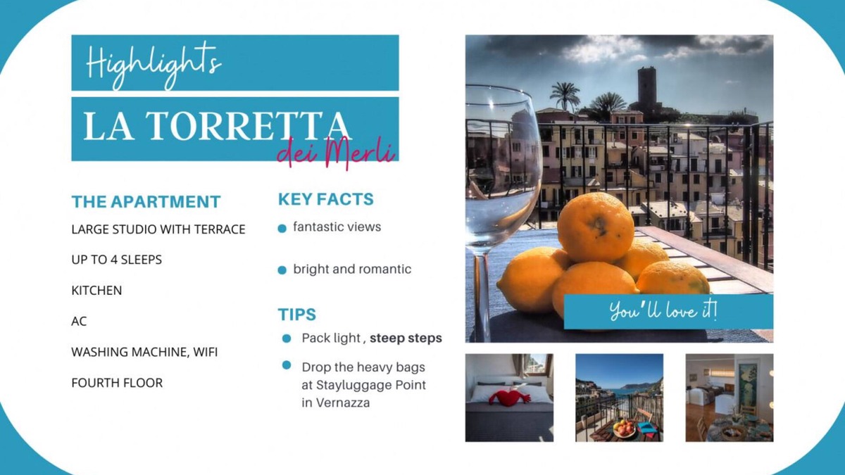 Vernazza Apartment | La Torretta dei Merli with Views