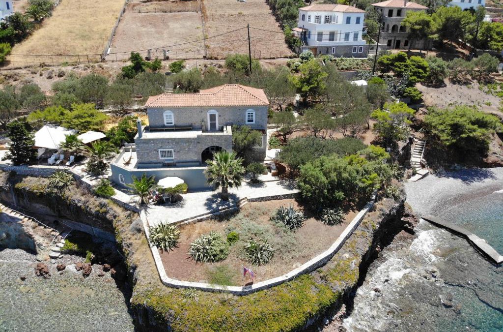 Vlychos House | Lady of Hydra Villa, sea front view, private beach