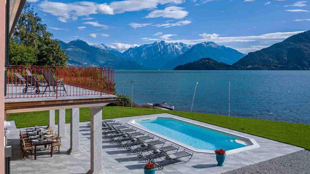 Grandola ed Uniti Villa | Lake Como lake front Villa rental for 28 people with pool, AC, Wi-Fi, walk to town