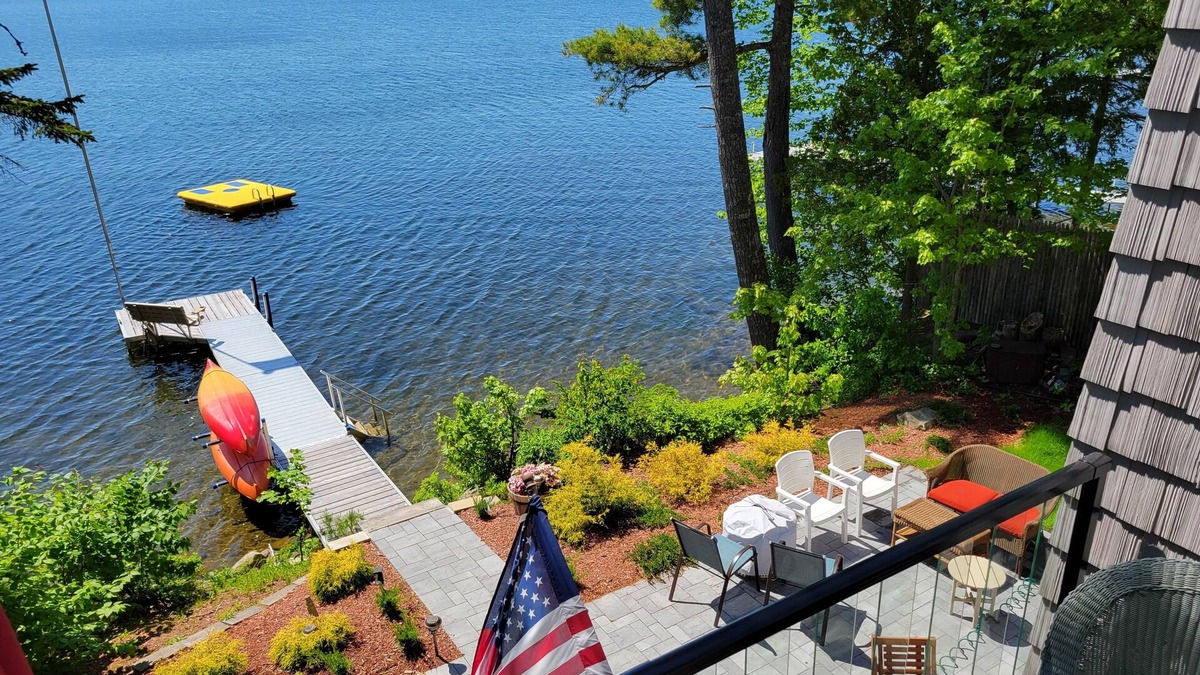 Franklin House | Lakefront Home Near Acadia National Park: Dock kayaks paddle boards & swim raft