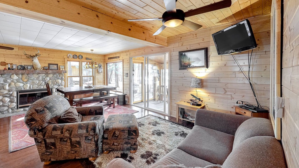 Lac du Flambeau House | Lakefront home with dock, swimming area, & wood stove - sunset views