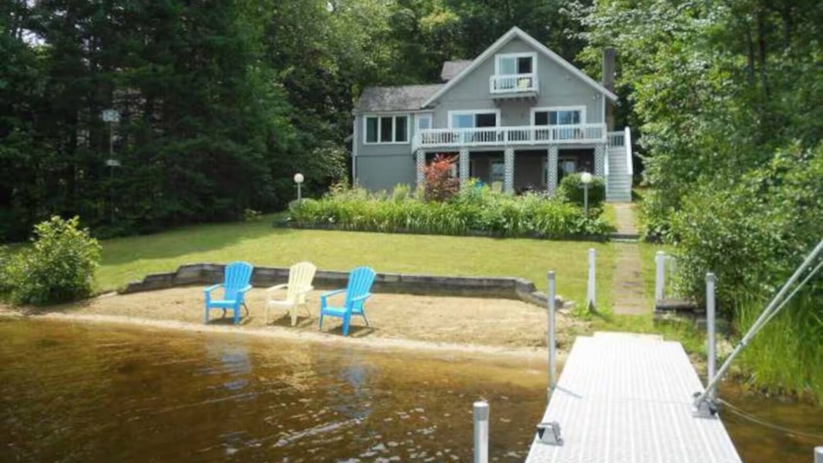 Barnstead House | Lakefront home with hot tub, beach, skiing nearby in tranquil Barnstead