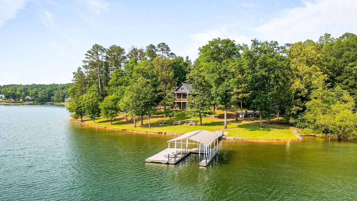 Arley House | Lakefront home with private dock, kayaks/SUP, firepit, decks, & Ping-Pong
