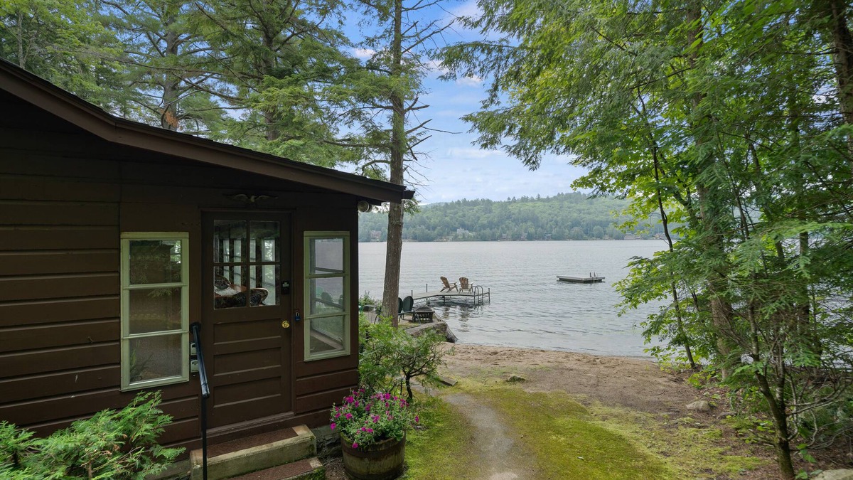 Brant Lake House | Lakefront house with dock, sandy beach, full kitchen, gorgeous views