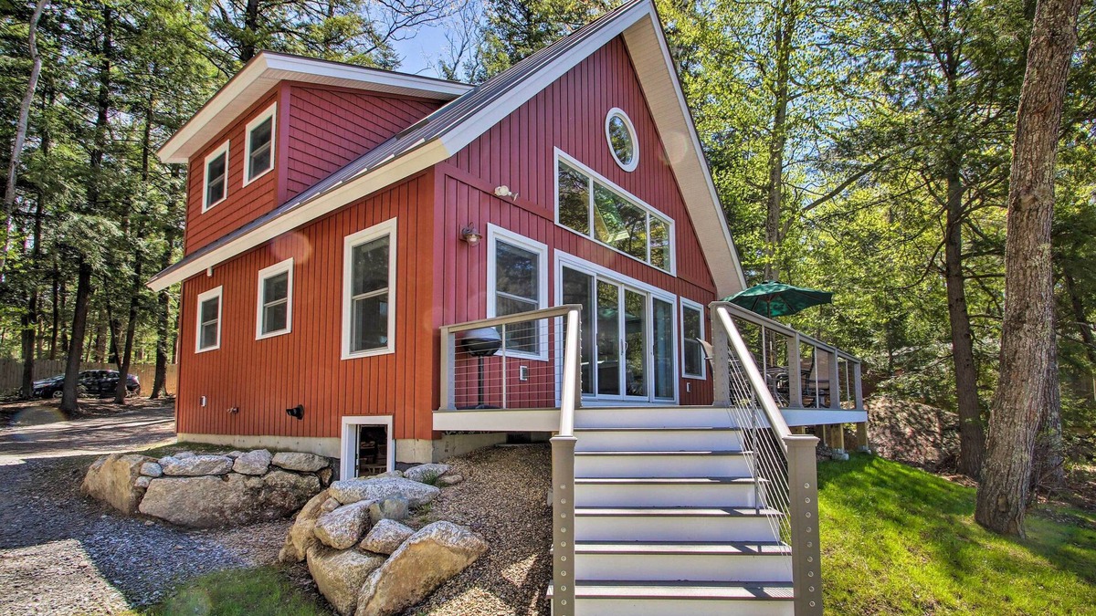 Meredith Cottage | Lakefront Meredith Home: Private Beach & Fire Pit!