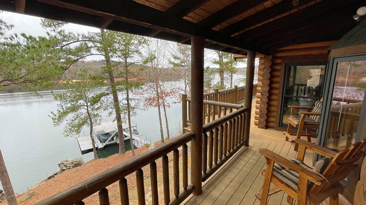 Double Springs House | Large six-bedroom log home w/private boat ramp, dock, movie room and pool room.