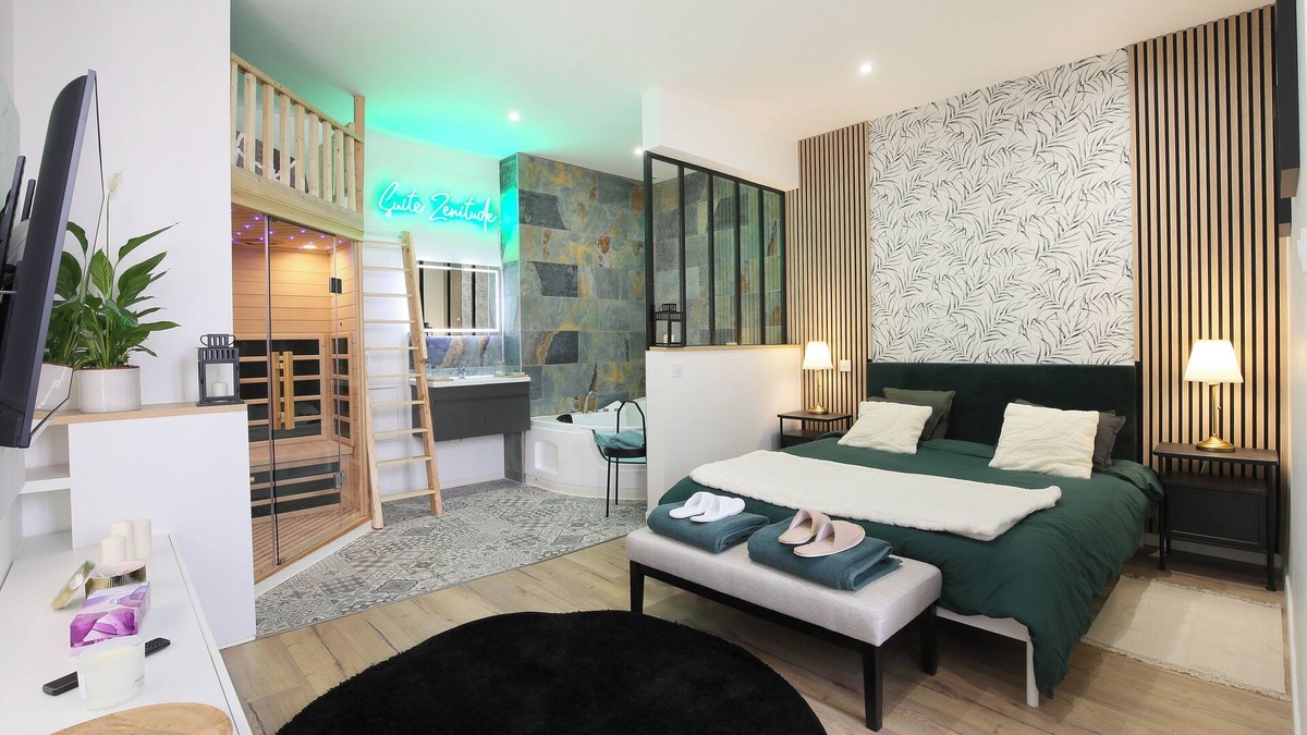 Beaumont-de-Lomagne Apartment | Le Zénitude-Spa-Sauna-QueenSideBed-Netfkix