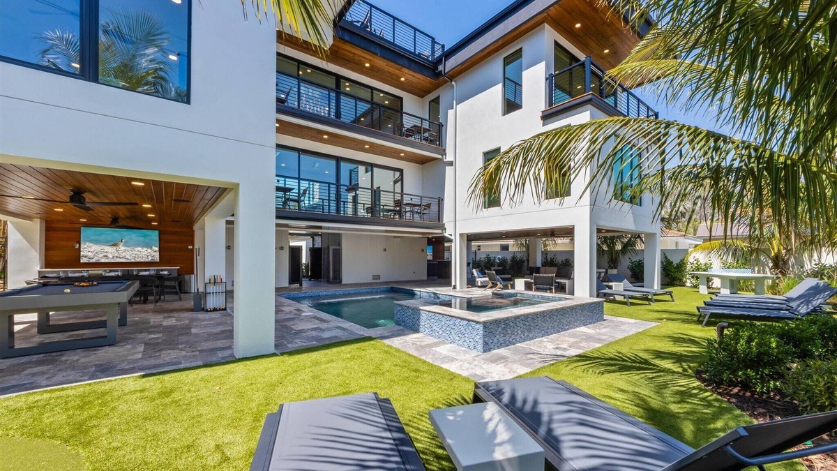 Sarasota House | Lido Luxe Estate: Large Rental Steps to the Beach with Pool, Spa, Outdoor Games