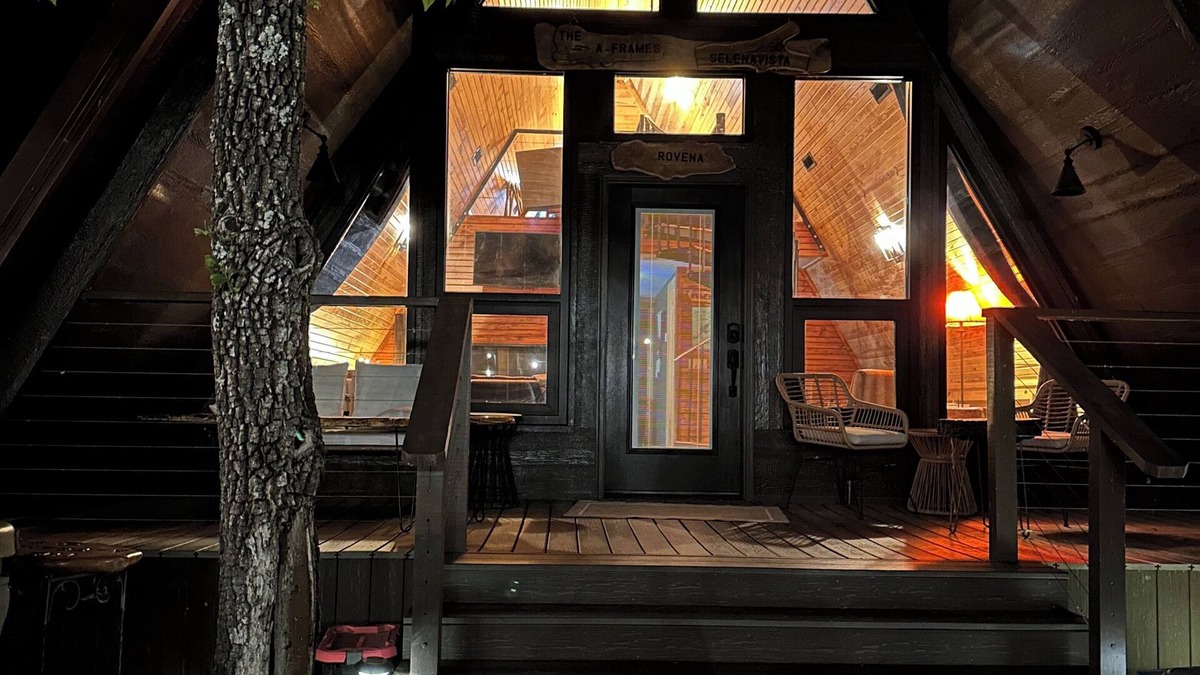 Afton Cabin | LIKE NO OTHER, SECLUDED couples only Aframe on Grand Lake, Oklahoma. Private.