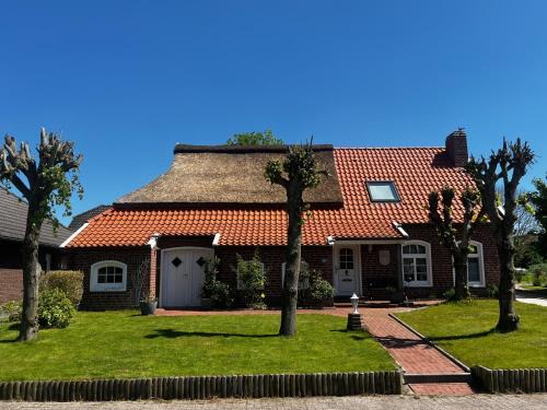 Osteel House | Lindenhuus-Urlaub unter einem Teilreetdach-Terrasse - Nahe Norden-Norddeich