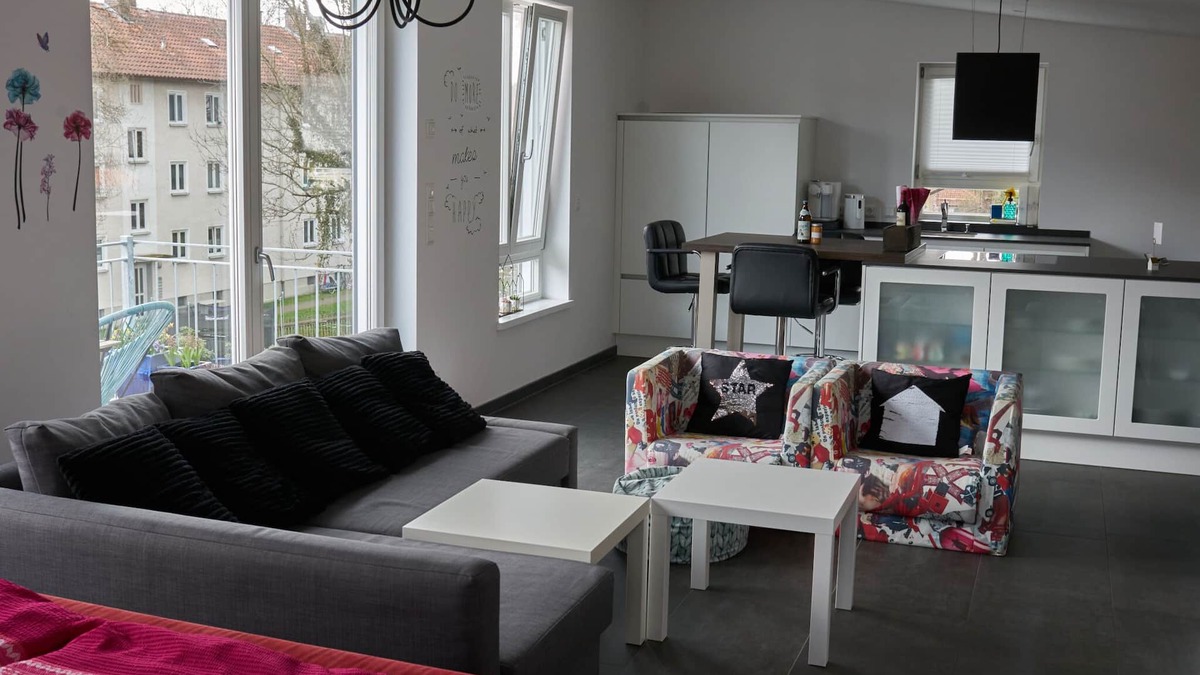 Bad Aibling Apartment | Loft apartment, 60 sqm, living room/bedroom with sofa bed and double bed, balcony